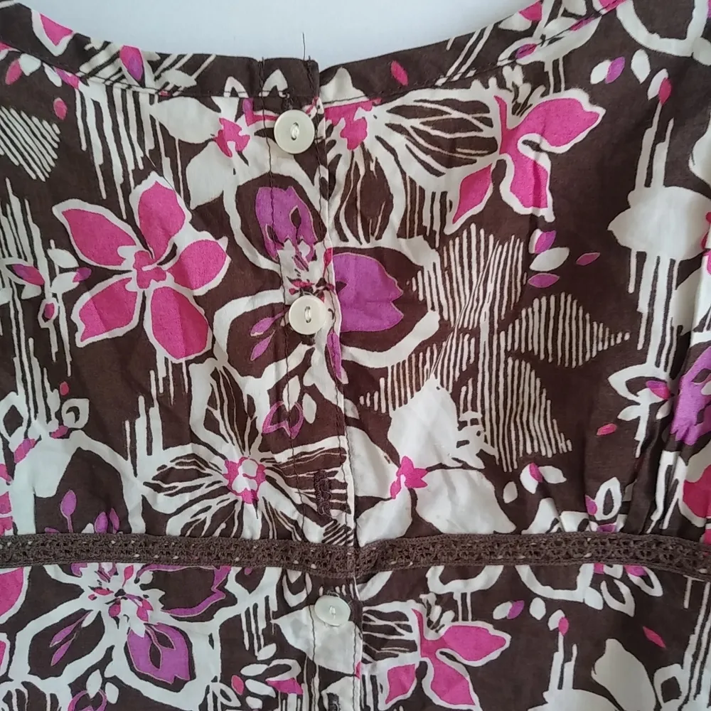 Eddie Bauer 6 Pink Brown Flower Tank Top - Image 9