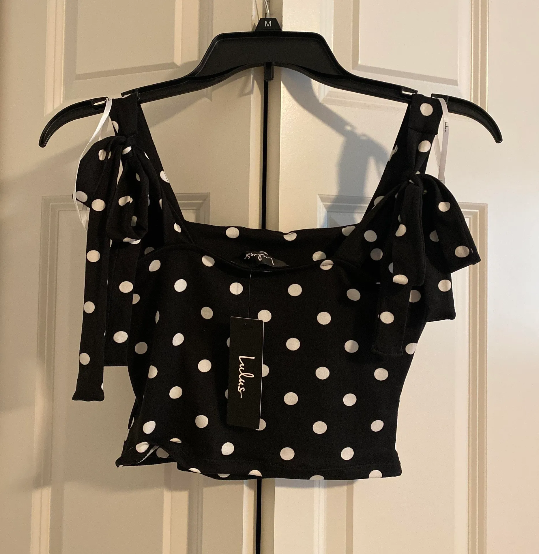 Lulus Black Polka Dot Crop Top - Image 5