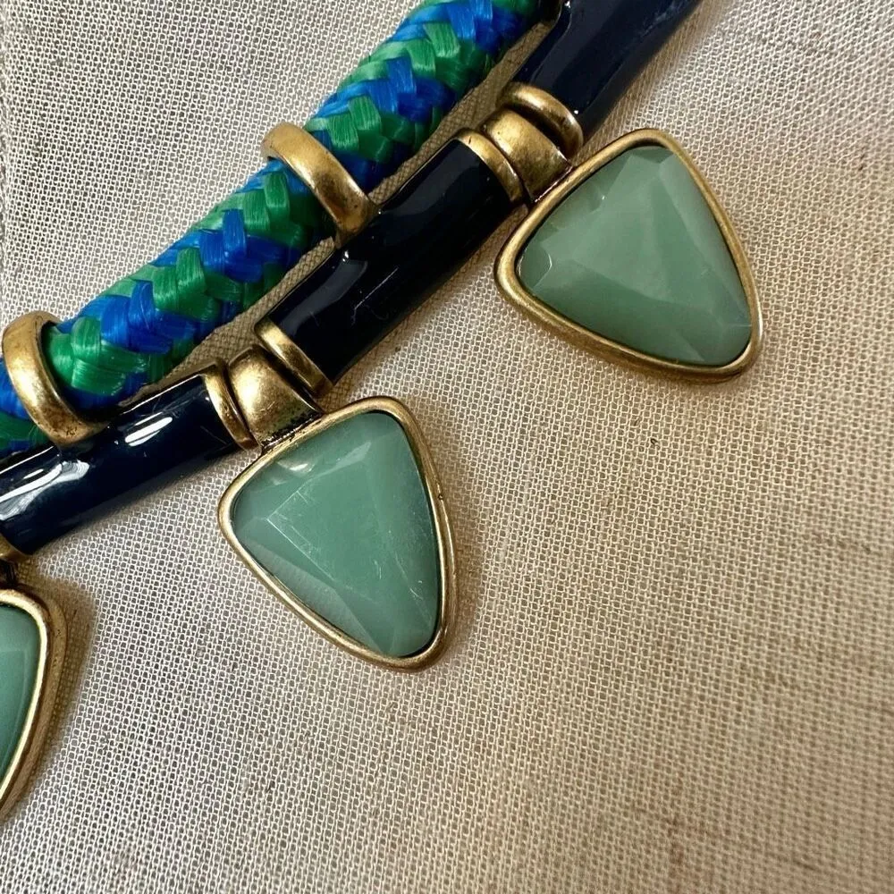 J. Crew jeweled enamel rope statement necklace Green - Image 3