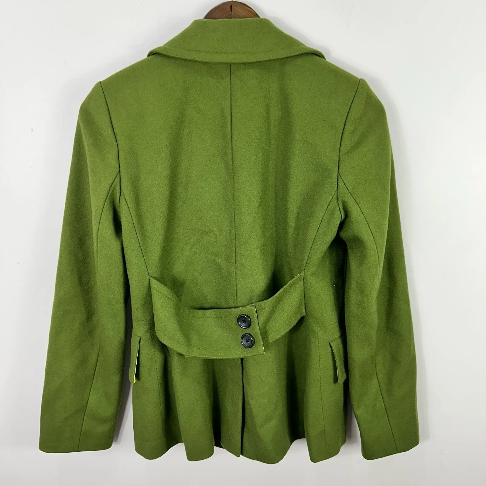 Banana Republic Womens Wool Peacoat XS Green Mod Old Money Quiet Luxury Career‎ - Image 5