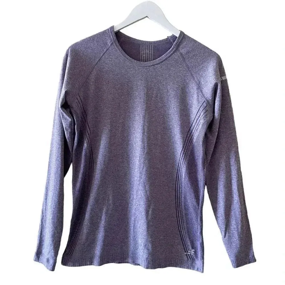 BCG Heather Purple Women’s Crewneck Long Sleeves Thumbhole Sporty SZ M #1150 - Image 2