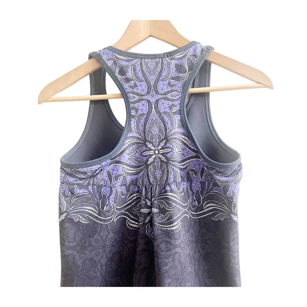 Athleta Floral Print Active Tank Adjustable Bottom Racerback Yoga Hippie Y2K XS - Image 3