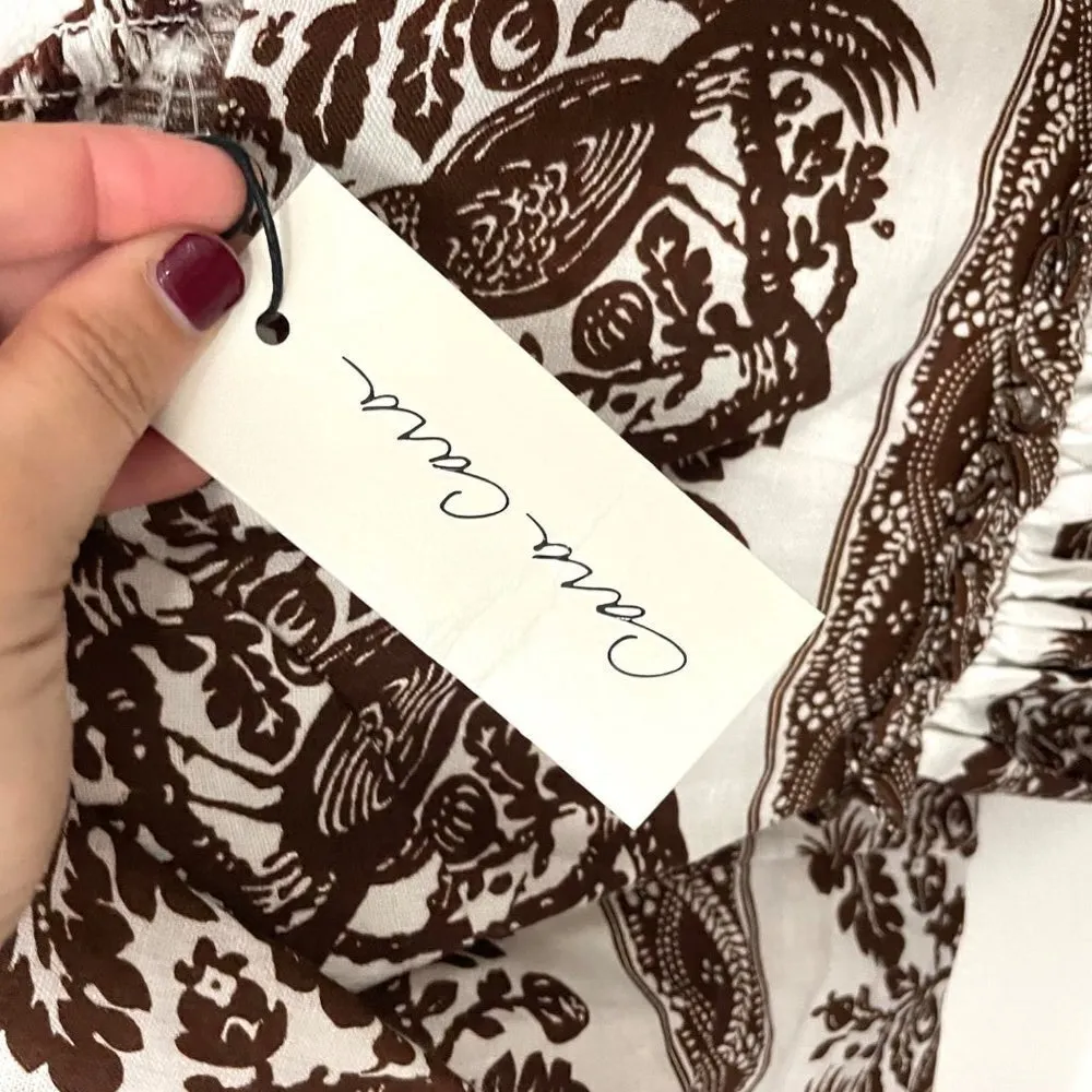 NWT Cara Cara Blue Hill Linen Printed Midi Dress Burgundy Women’s Size M White Size M - Image 5