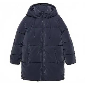 Mango Teen's Long Quilted Puffer Jacket Navy NWT - Image 2