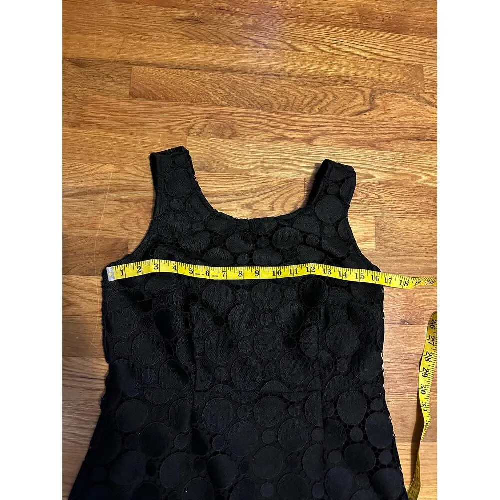 DKNY Women 8 Black Lace Circle Sleeveless Career Cocktail Party LBD Sheath Dress - Image 3