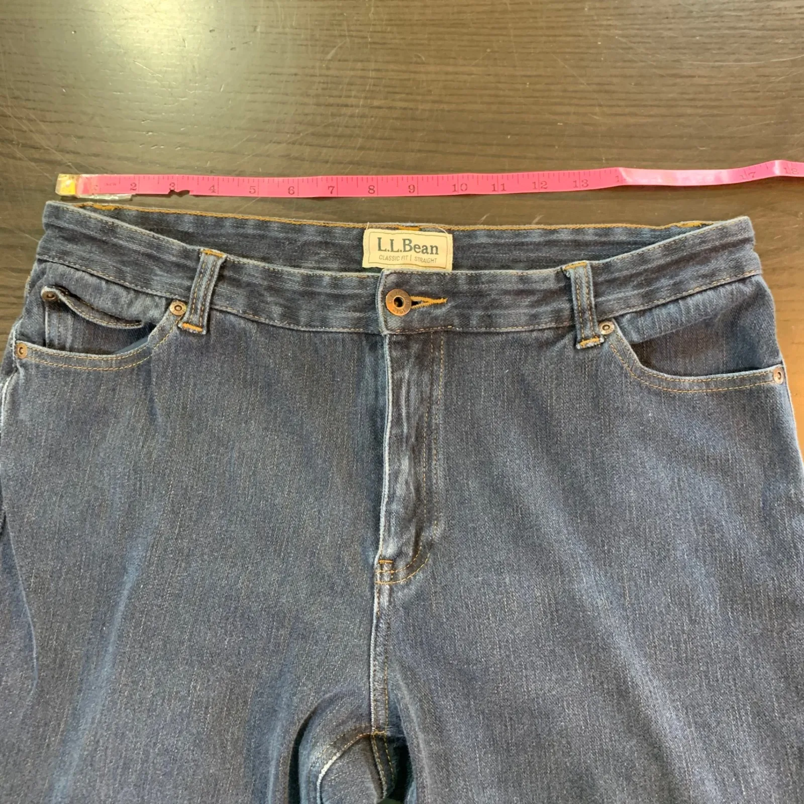 LL Bean Classic Fit Straight Leg Jeans Womens 14 Tall Basic Stretch Everyday Blue Size undefined - Image 5