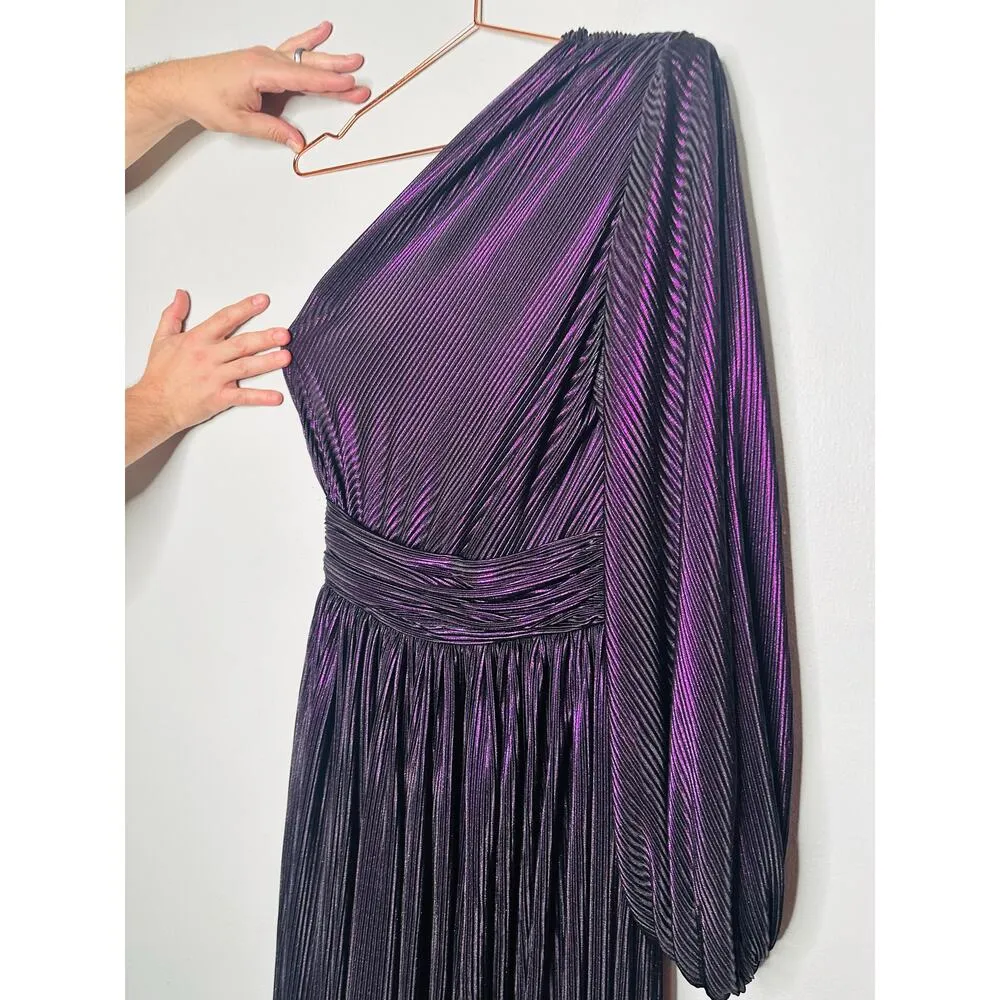 Bronx & Banco Women's Metallic Purple Florence One Shoulder Gown Dress Size XL - Image 12