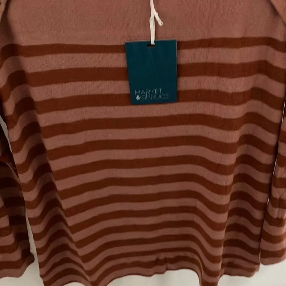 : Rose gold (pinkish) & brown striped sweater- soft- size L - Image 6