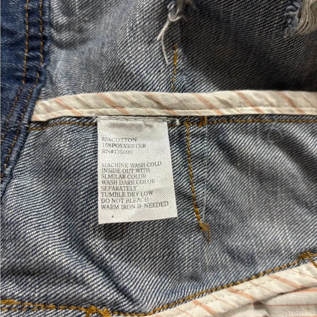 Distressed Denim Vest Cropped Sleeveless Jean Jacket Festival Boho Western M Blue Size M - Image 4