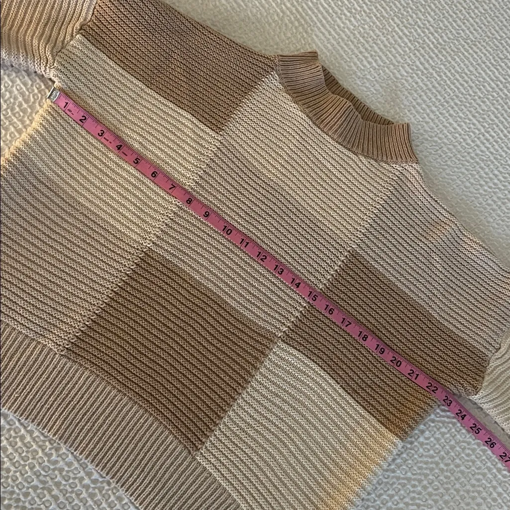 PEPPERMAYO Tulum Nights Neutral Patchwork Knit Checkered Jumper Sweater Size S - Image 9