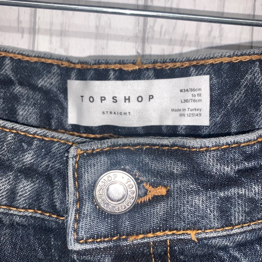 Womens Size 34X30 Topshop Straight Leg Raw Hem Jeans NWT - Image 2