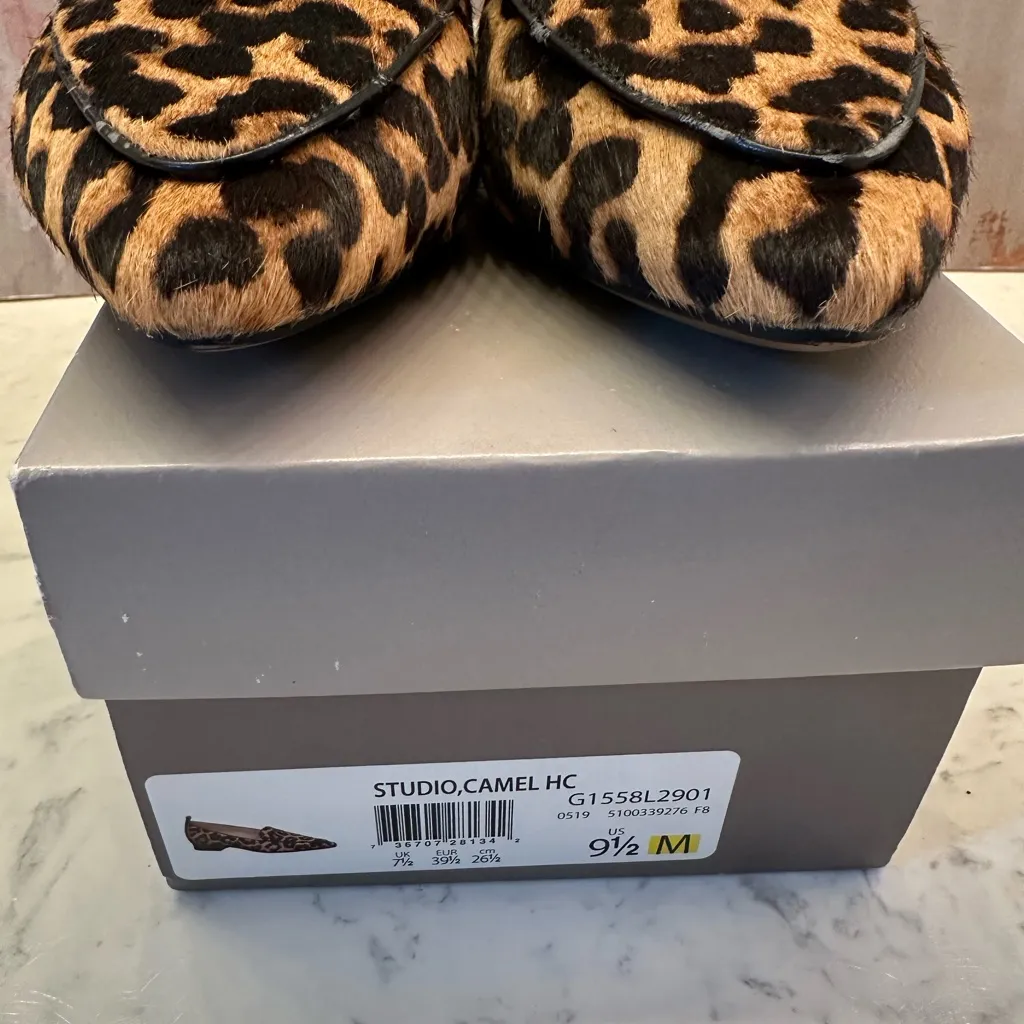Women’s Franco Sarto Susie 2 Leopard Print Loafer Flats Sz 9.5 Leather Calf Hair - Image 7