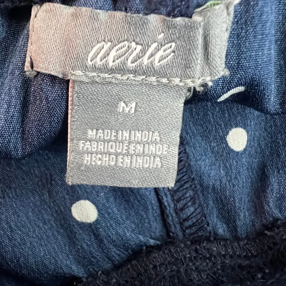Aerie Polka Dot Navy Blue & White Women's Lounge Shorts Size Medium Lightweight - Image 3