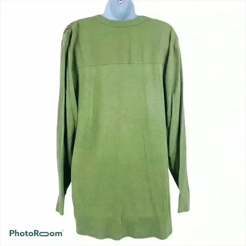 Terra & Sky Green Long‎ Sleeve Open Wrap Top 4X - Image 7
