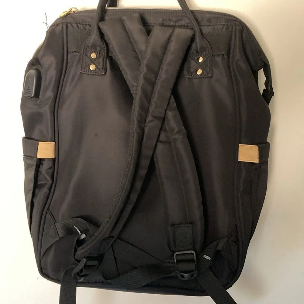 Vsnoon Quilted Black Diaper Travel Backpack with USB Port & Laptop Sleeve - Image 5