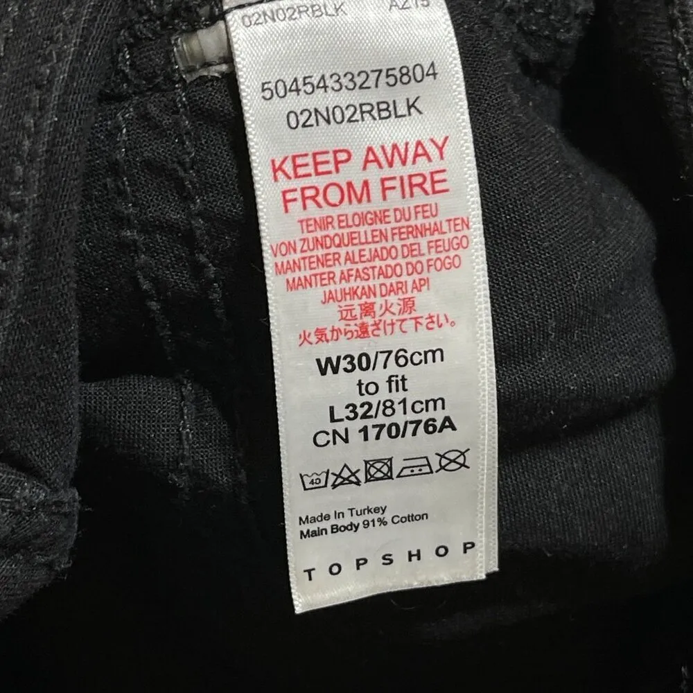 Topshop Jamie Jeans Black Distressed Skinny High Waist Stretch Size 30 Women's - Image 6