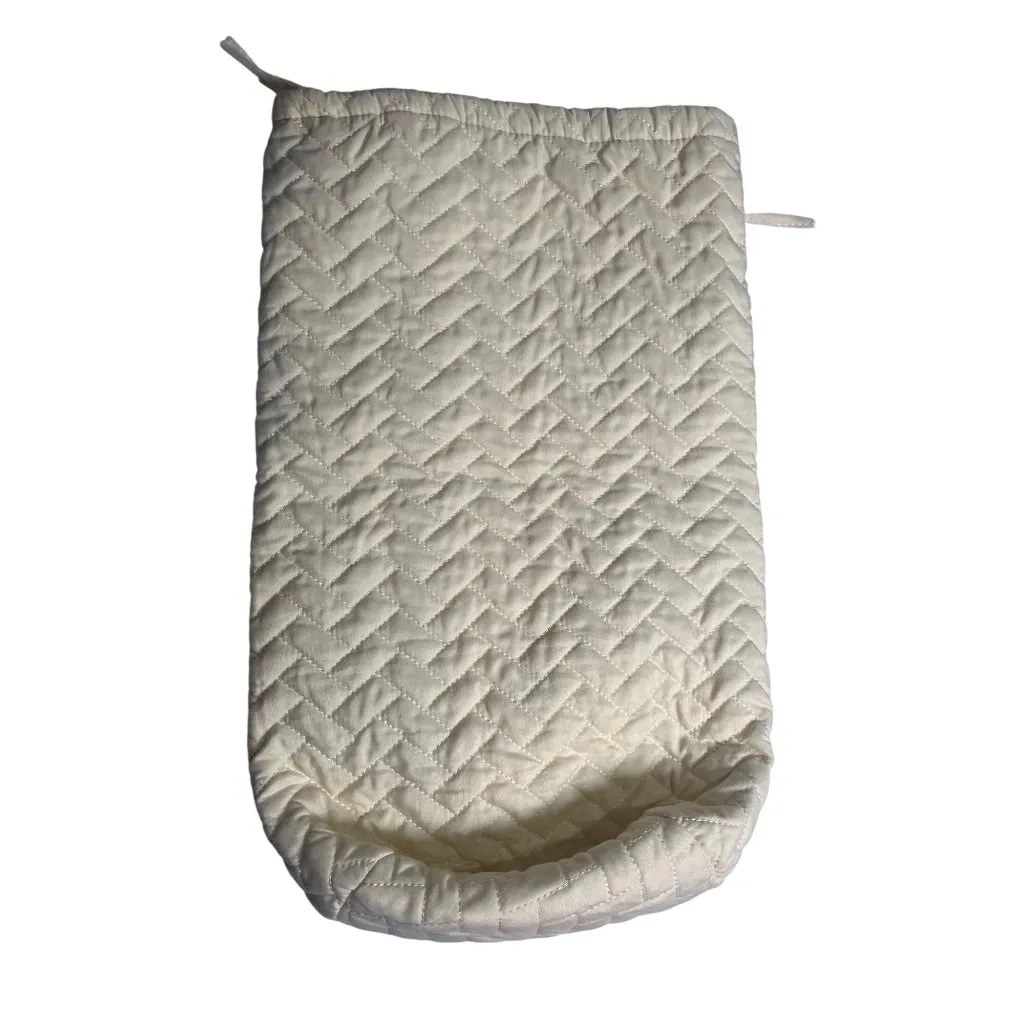 Quilted Yellow Drawstring Pouch 16"x10" Soft Cotton Storage Bag Household Items Size L - Image 2