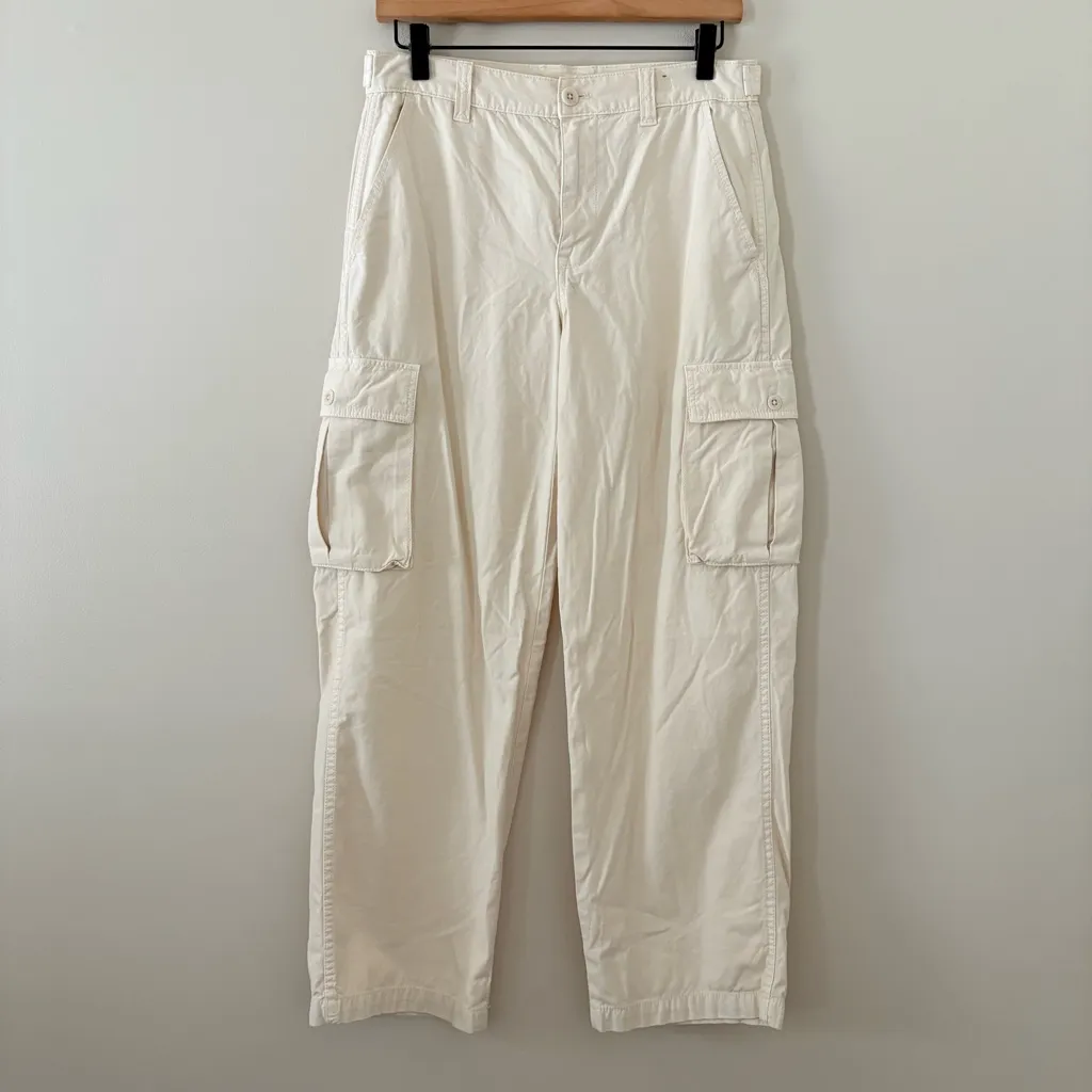 Madewell Garment-Dyed Low-Slung Straight Cargo Pants Cream Vintage Linen 26 - Image 4