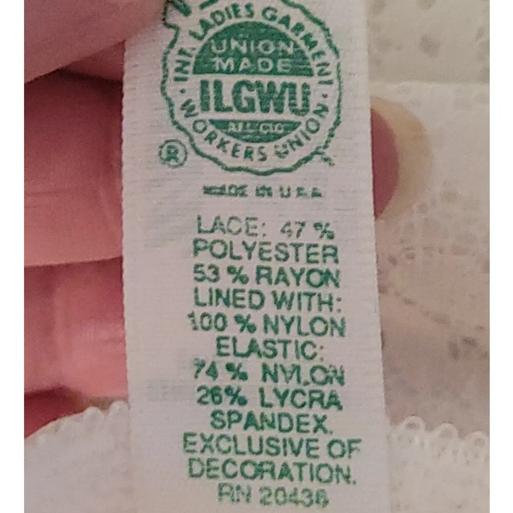 Vintage Carnival Lace Bustier Union Made Boning Wedding Bra Coquette Size 38C White - Image 4