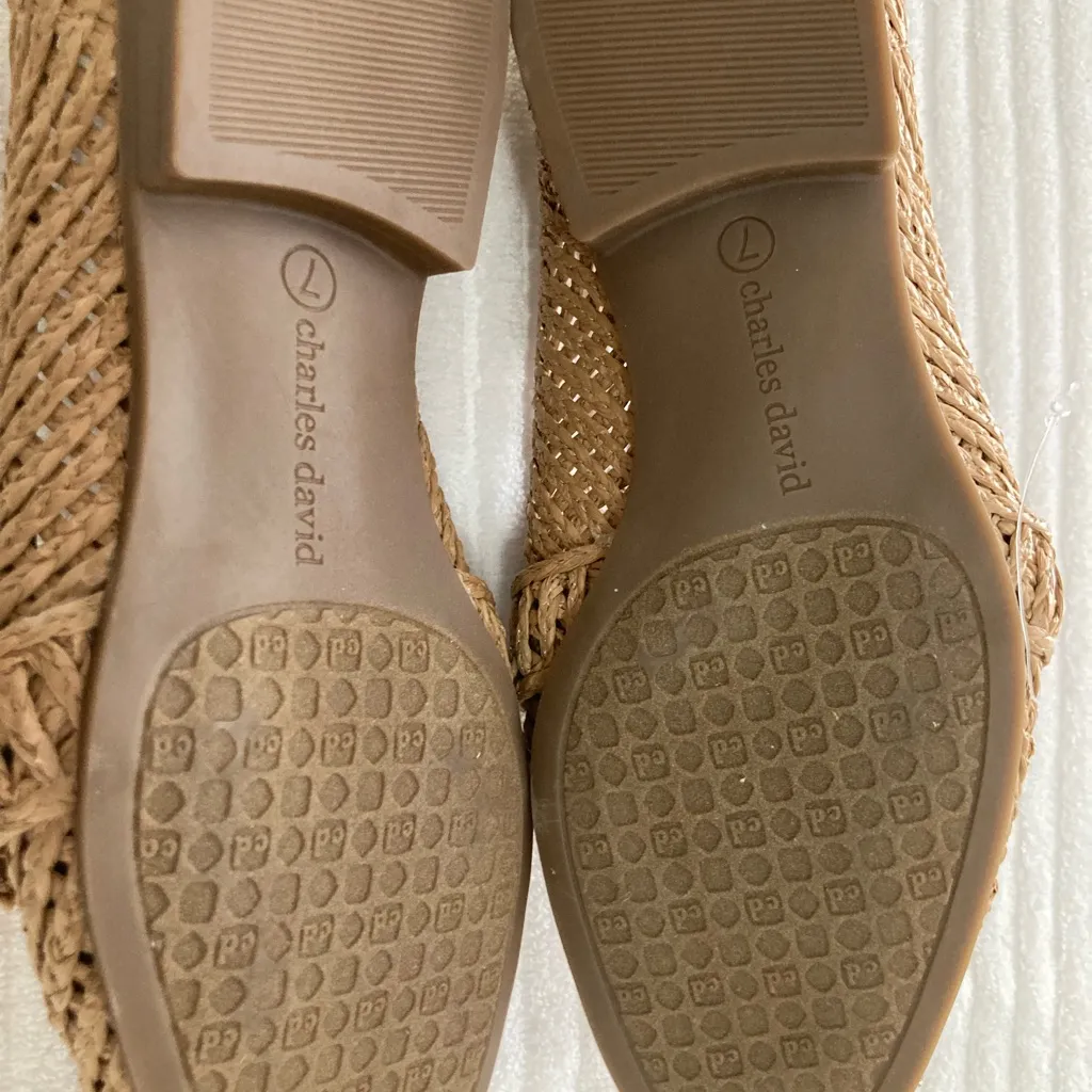 Charles David Tan Woven Flats with Bow Detail - Image 6