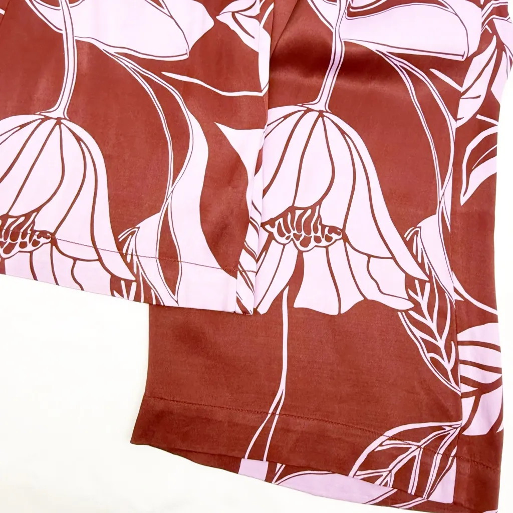 Maeve X Anthropologie Saria Smocked Wide Leg Pants Lilac Floral Tropical - Image 7