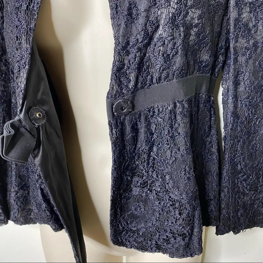 Moschino Cheap and Chic black lace blazer jacket waist bow details size 4 - Image 7