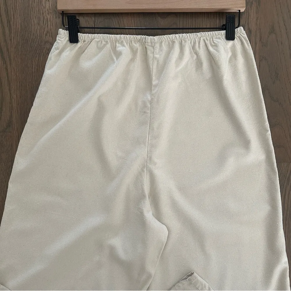 NWT Baserange Stoa Wild Silk Elastic Waist Wide Leg Lounge Pants Natural Cream S White - Image 8