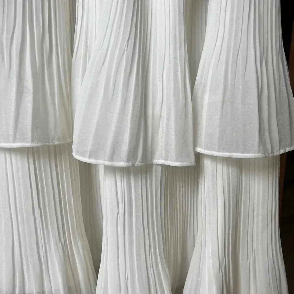 Lulus Gala Ready Off Shoulder Ruffle Midi Dress pleated bridal tiered engagement - Image 4