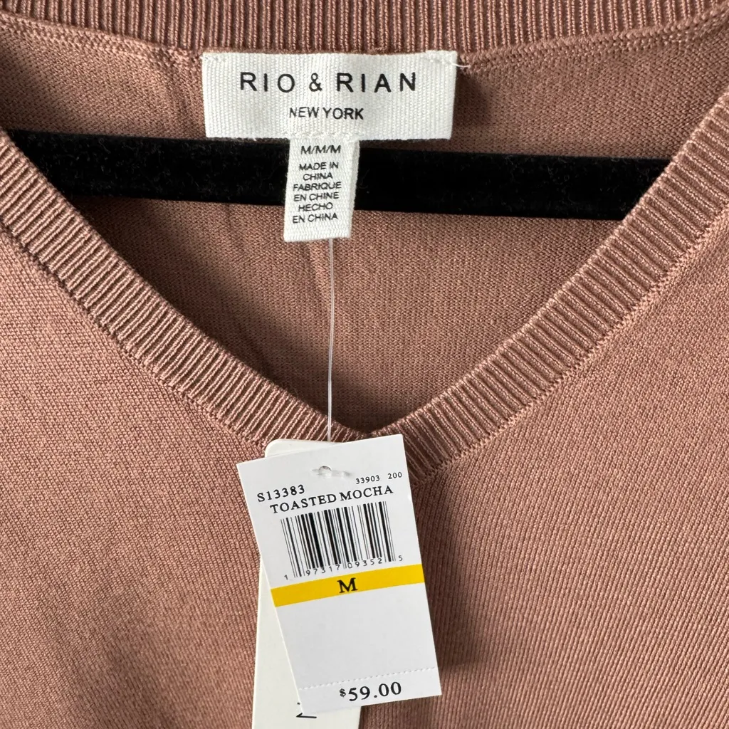 Rio & Rian V Neck Sweater Medium NWT Brown - Image 3