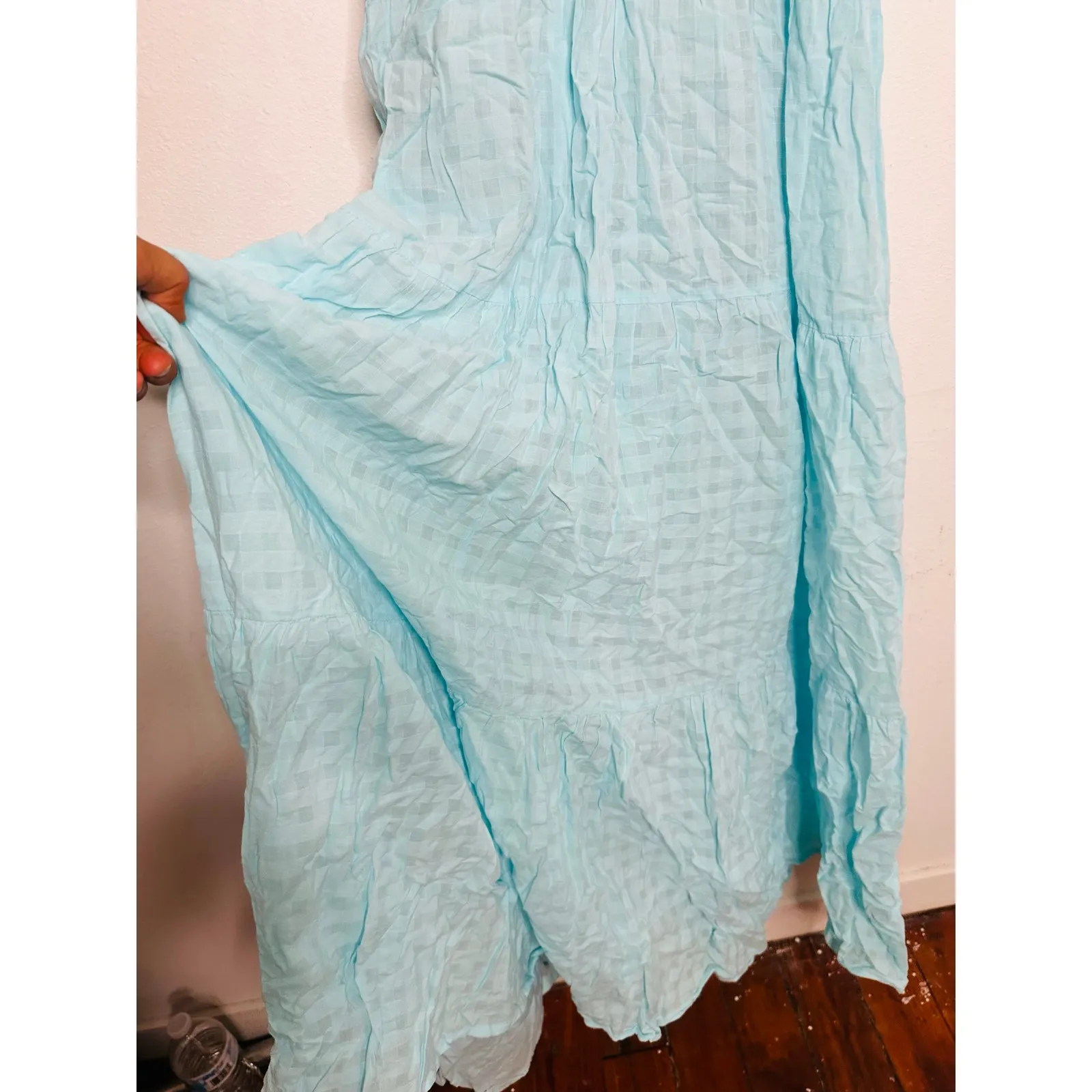 TRINA TURK Sky Blue 100% Cotton Halter Neck Sunglasses Maxi Dress Size Small - Image 10