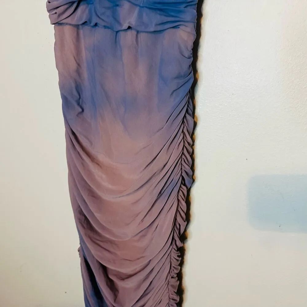 NOOKIE Cobalt Blue Corseted Sheer Overlay Bodycon Cocktail Midi Dress size L - Image 7