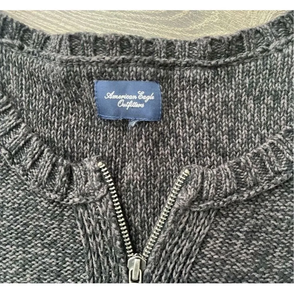 American Eagle Embellished Shoulder Zip Cardigan Sweater Sz S Women’s Grey - Image 7