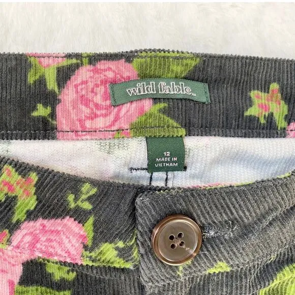 Wild Fable‎ Black Floral High-Rise Cord Mini Skirt - 12 NWT - Image 7