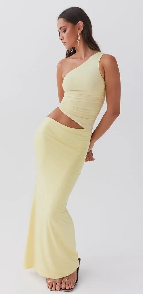 Peppermayo Exclusive - Seranella One Shoulder Maxi Dress - Lemon NWOT Size 6 - Image 1