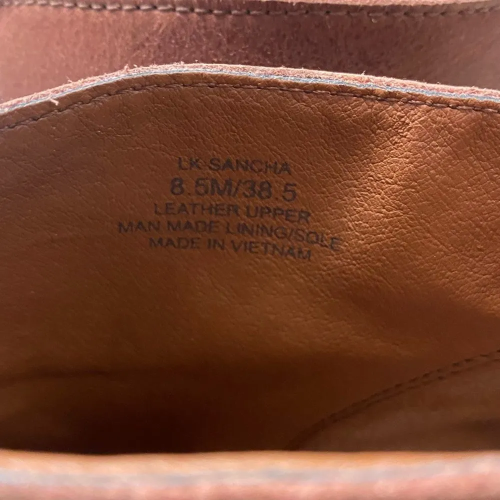 Lucky Brand Sancha Brown Zip Up Studded Heel Bootie Boots - Image 10