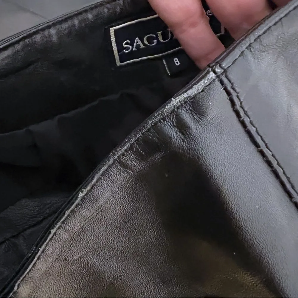 Saguaro 90's Vintage High Waist LEATHER Boot Cut Pants Size 8 Womens Black - Image 8