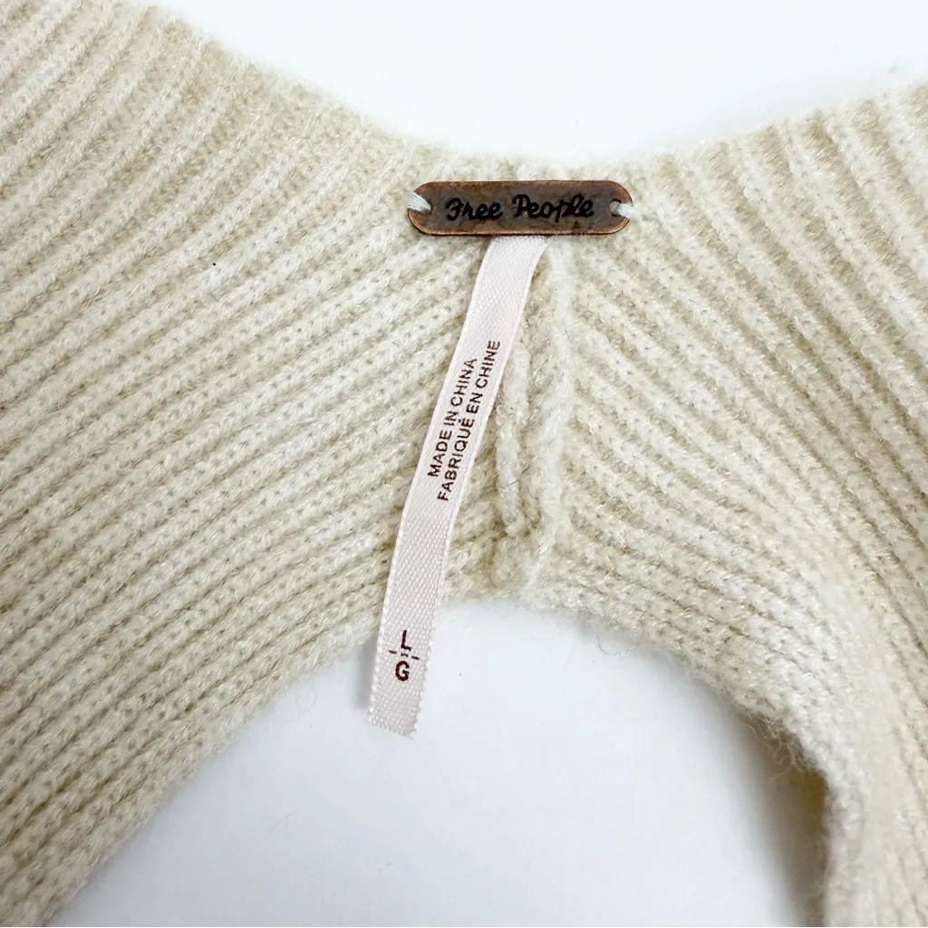 Free People Saffron Top Open Back Cozy Knit Pullover Sweater Oatmeal Beige - Image 16