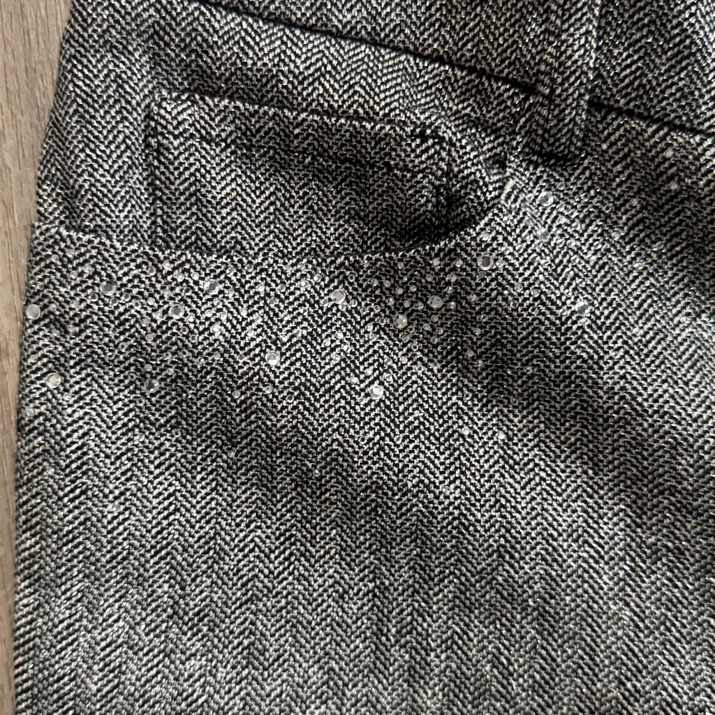 Zadig & Voltaire Gray Pant Pistol Silver Rhinestone Wool Slim Boot 36 - Image 5