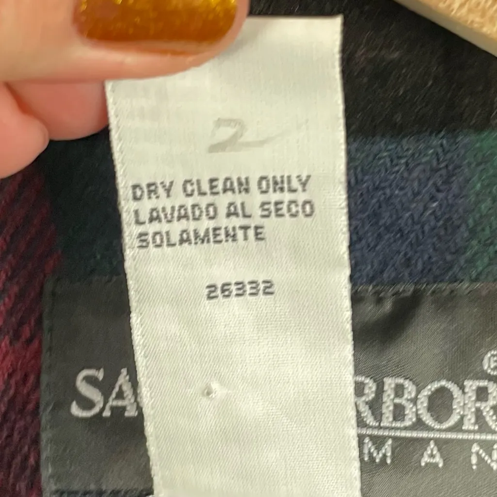 Vintage 90s Sag Harbor Tartan Plaid Wool Blazer Women's Size 18W Holiday Red - Image 7