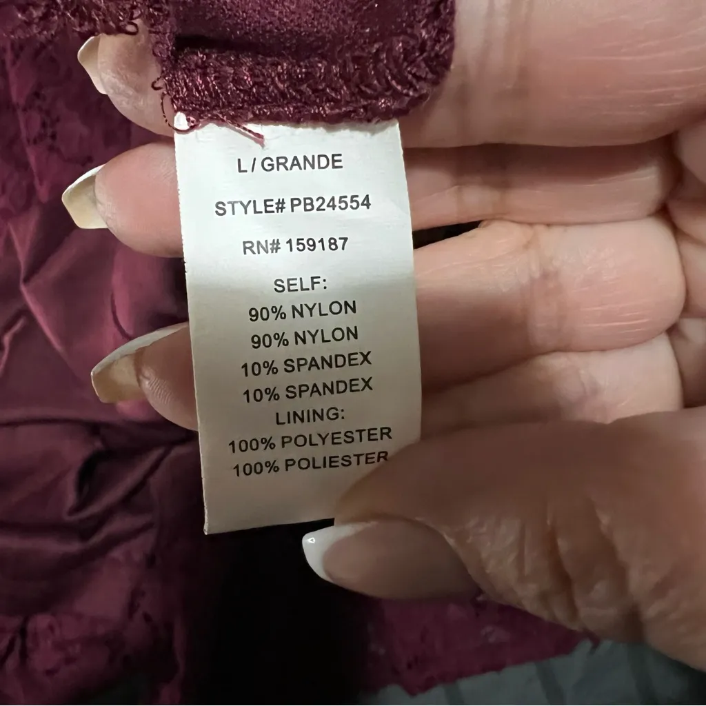 Burgundy Lace Floral Long Sleeve Off Shoulder Sweat heart Maxi Dress - Image 13