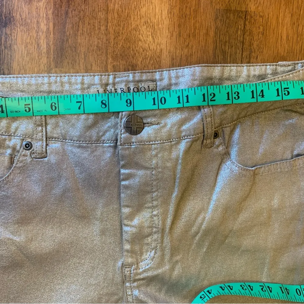 Liverpool straight leg pant size 16 gold metallic pant button and zip closure - Image 7