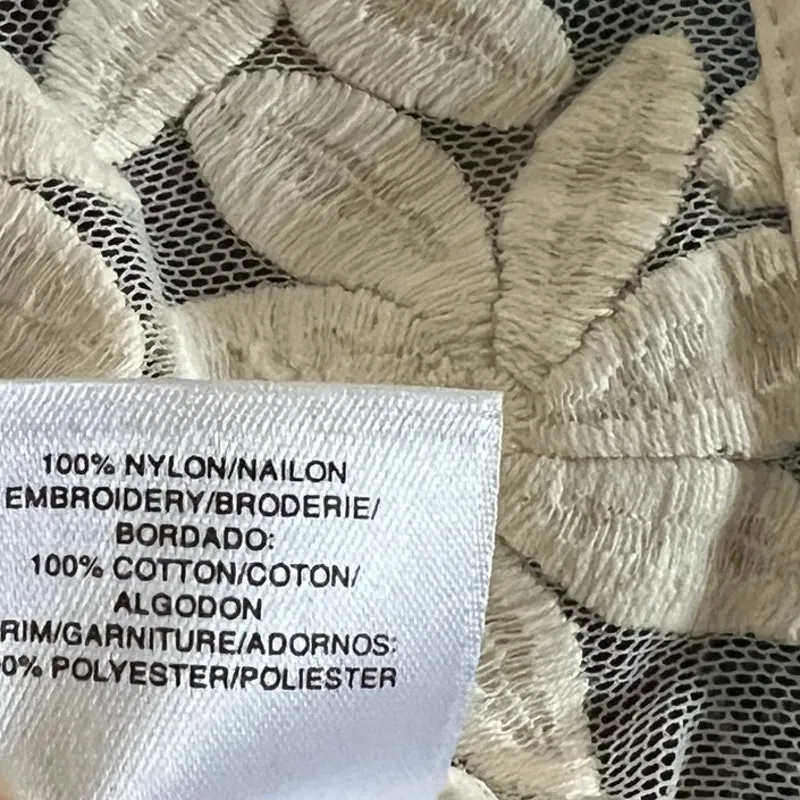 ANNE KLEIN Ivory Cream Beige Daisy Jacket Sz 4 Open Style Embroidered Preppy - Image 6