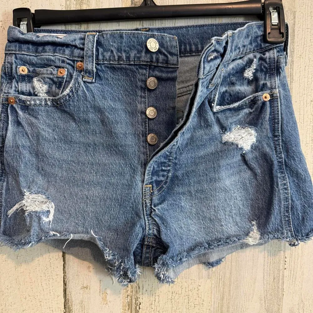 *Gap High Rise Cheeky Shorts Size 2 Demin Distressed Summer Casual High Waist - Image 4
