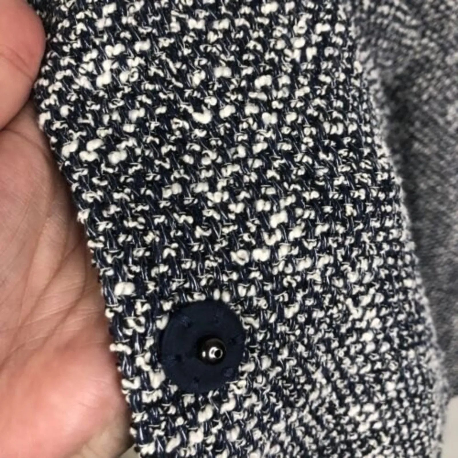 NEW Talbots Blue White Boucle Tweed Snap Button Front Coat Women's Size S - Image 6