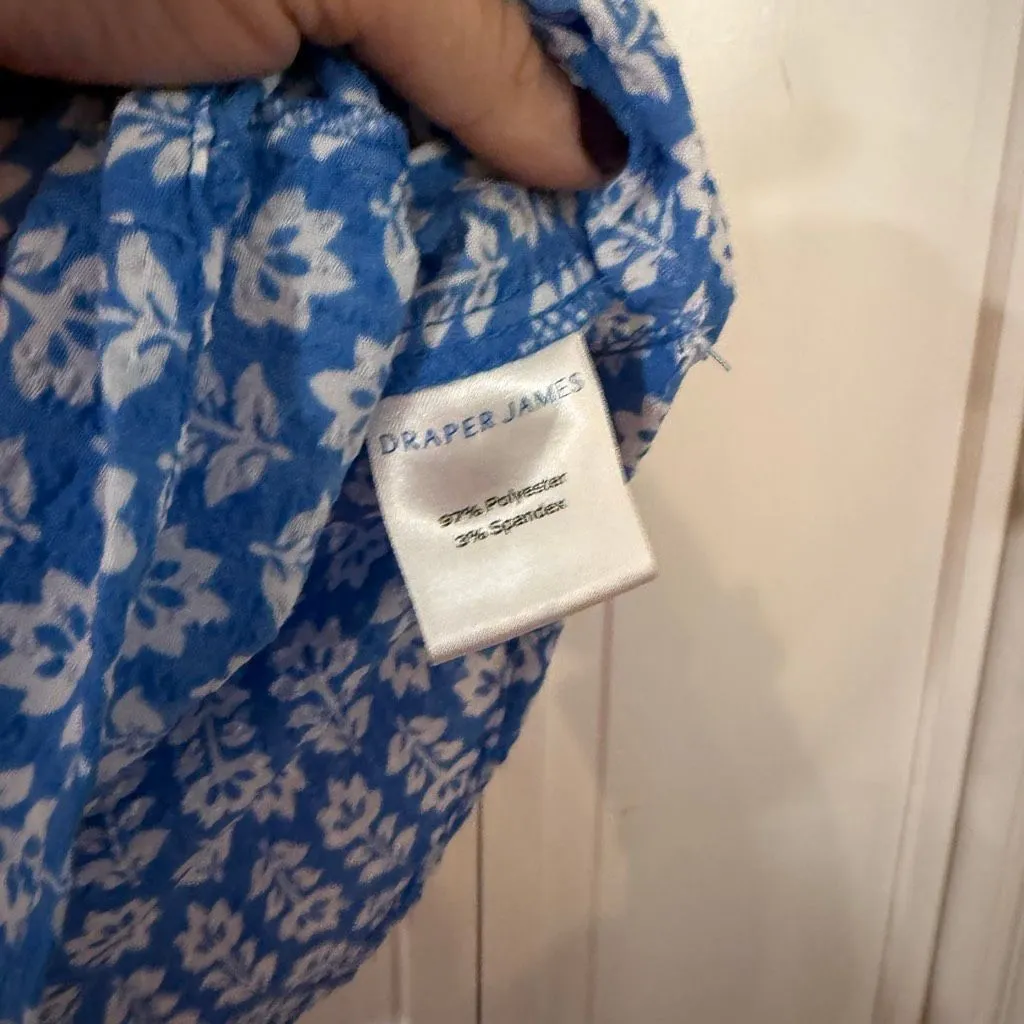 Draper James blue printed smocked ruffle sleeve top size XL - Image 4