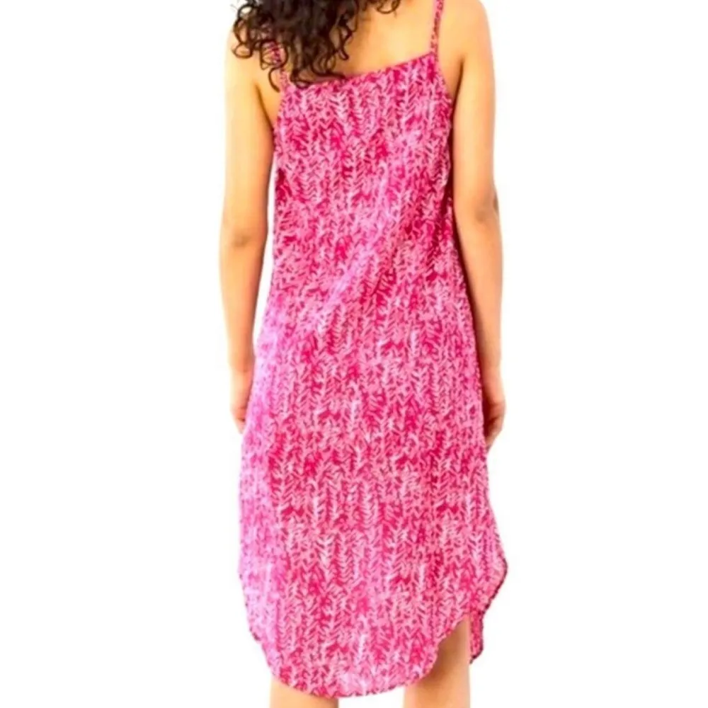 NWT DVF x Onia Flora Midi Dress Floral Pink Coverup Beach Pool Fuchsia Magenta M - Image 3