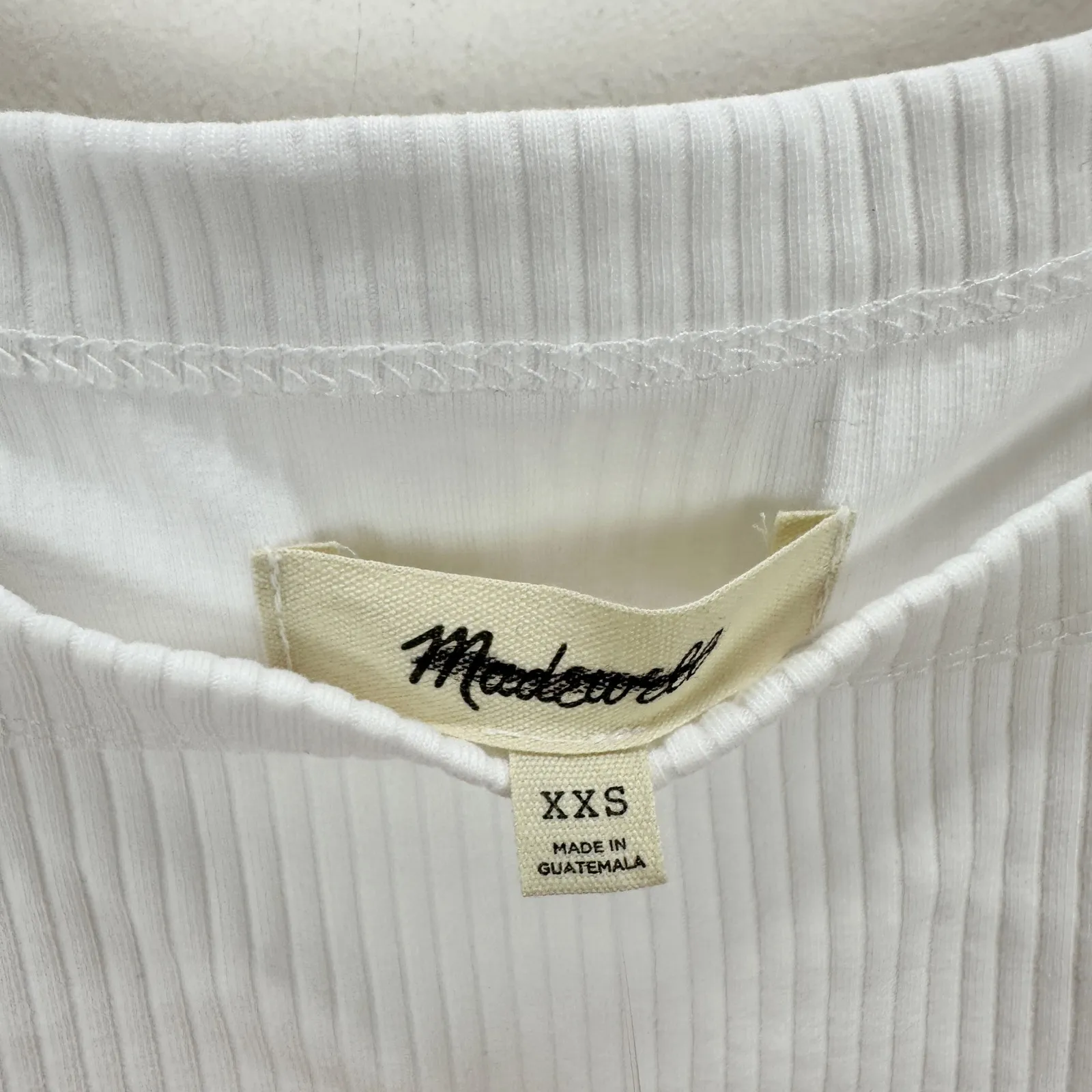 Madewell The Tailored Crop Tank Top Sleekhold Ribbed Square Neck White XXS NWT - Image 6