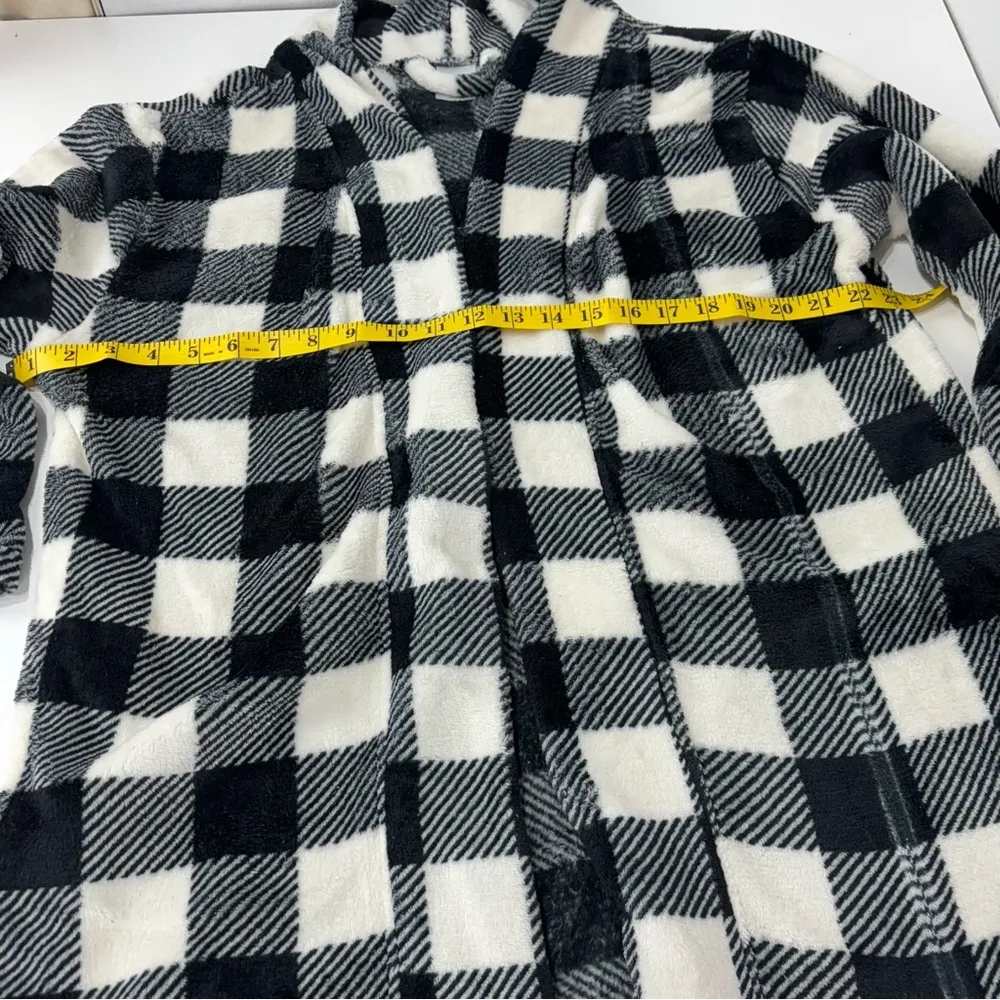 Love at first sight Plaid Women's Jacket in Black and White bathrobe M Size M - Image 10