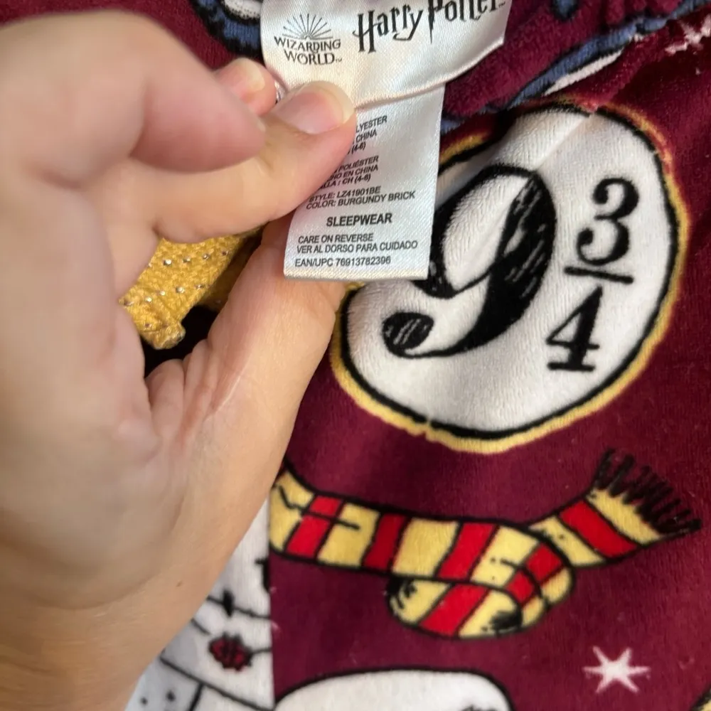 Harry Potter womens fleece owl pajama lounge jogger pants burgundy small - Image 2