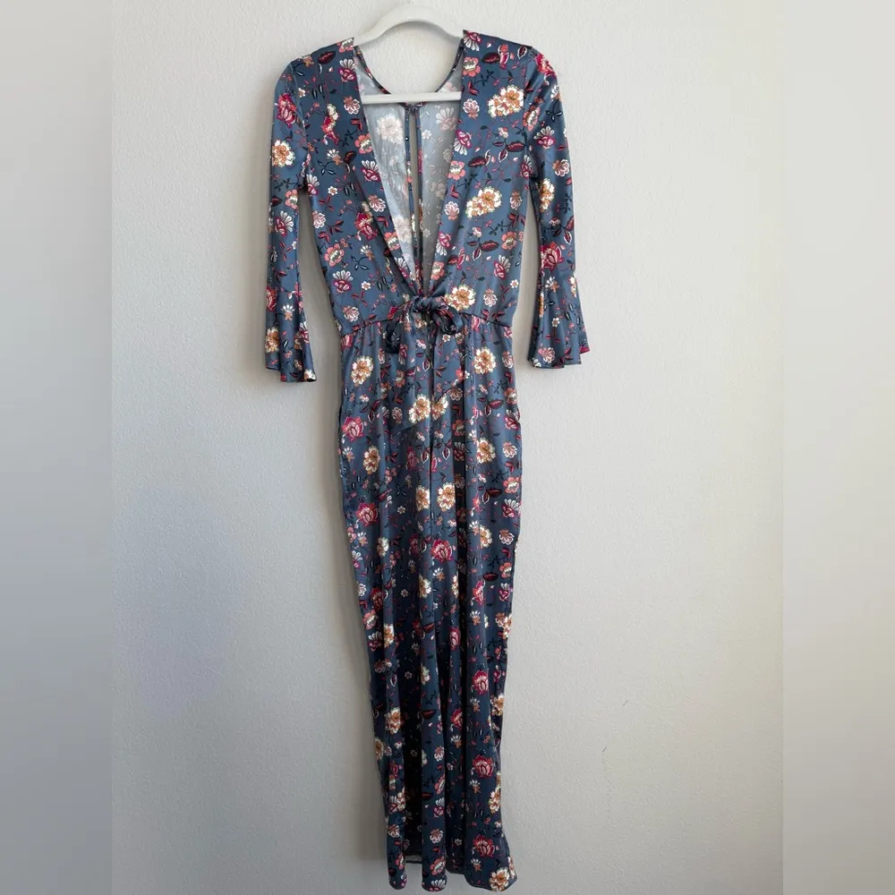 Victoria's Secret Women's Sz S Luxe Satin One Piece Sexy Keyhole Jumpsuit Floral - Image 8